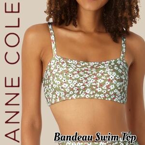 ANNE COLE Center Cinch Bandeau Bikini Swim Top  NWT/XL Color: Ditsy Drop